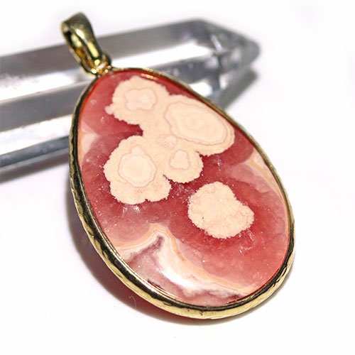 〔J378-5〕両面 インカローズ ペンダントトップ Rhodochrosite ロードクロサイト 菱マンガン鉱