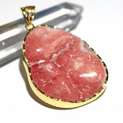 〔J378-7〕インカローズ ペンダントトップ Rhodochrosite ロードクロサイト 菱マンガン鉱