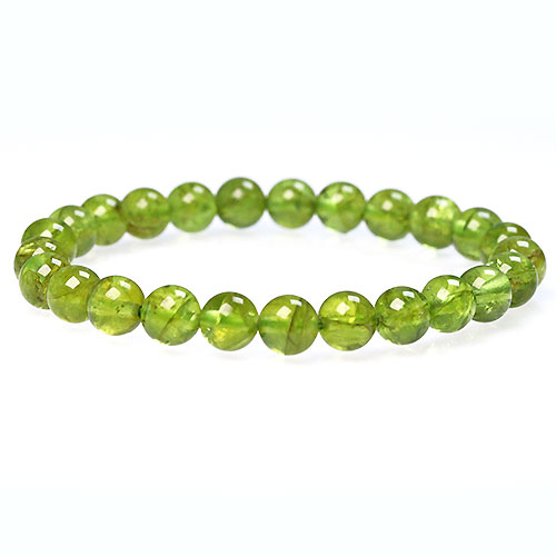 〔K1634-10〕高品質 約7mm Peridot ペリドット 橄欖石 ブレスレット【FOREST 天然石 パワーストーン】