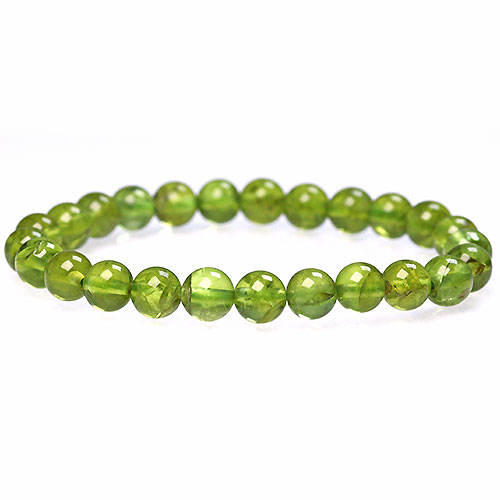 〔K1634-14〕高品質 約7mm Peridot ペリドット 橄欖石 ブレスレット【FOREST 天然石 パワーストーン】