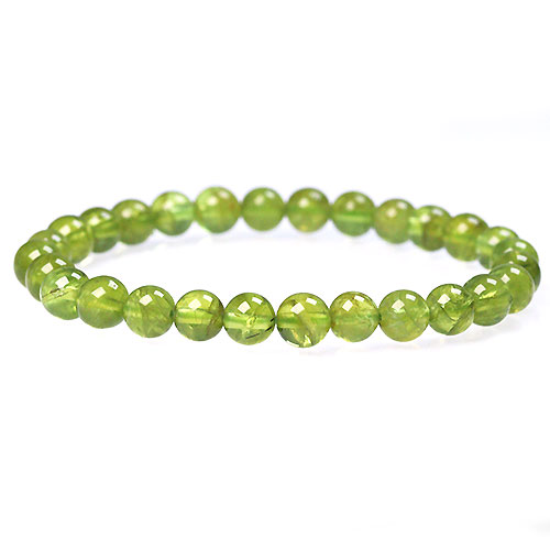 〔K1634-18〕高品質 約6.9mm Peridot ペリドット 橄欖石 ブレスレット【FOREST 天然石 パワーストーン】