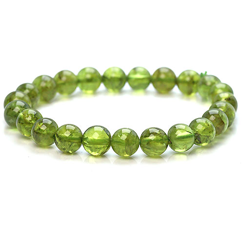 〔K1634-2〕高品質 約7.6mm Peridot ペリドット 橄欖石 ブレスレット【FOREST 天然石 パワーストーン】