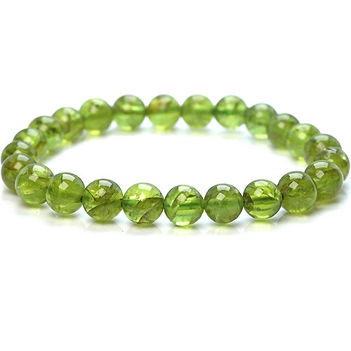 〔K1634-3〕高品質 約7.7mm Peridot ペリドット 橄欖石 ブレスレット【FOREST 天然石 パワーストーン】