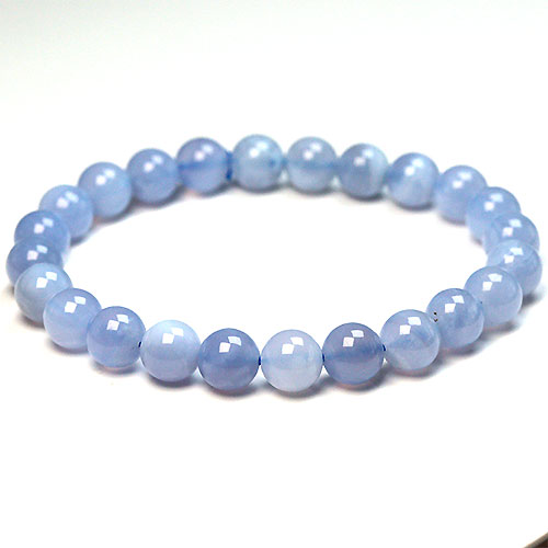 〔K1669-1〕約8mm ブルーカルセドニー 空色瑪瑙 Blue Chalcedony ブレスレット