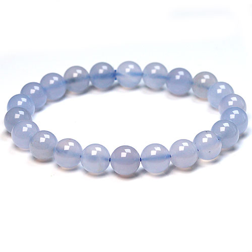 〔K1669-2〕約9mm ブルーカルセドニー 空色瑪瑙 Blue Chalcedony ブレスレット