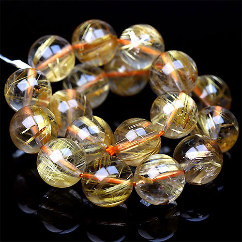 〔K1694-1〕高品質 約11mm ブラジル産 ルチルクォーツ ブレスレット Rutilated Quartz 金針水晶