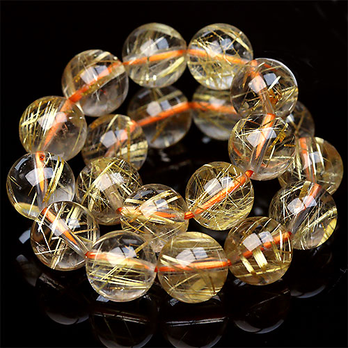 〔K1694-2〕高品質 約10mm ブラジル産 ルチルクォーツ ブレスレット Rutilated Quartz 金針水晶