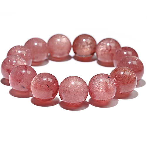 〔K1837-1〕約16mm 大玉 マイカインストロベリークォーツ ブレスレット