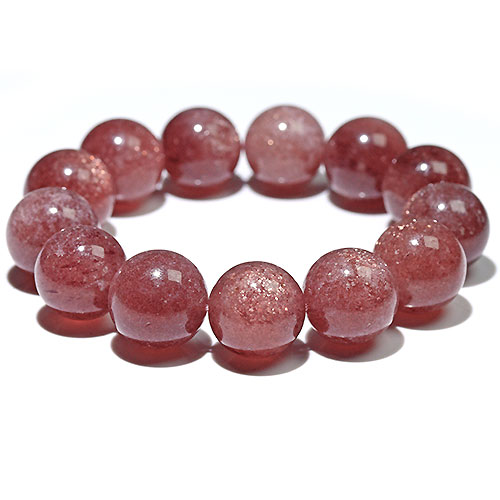 〔K1837-3〕約16mm 大玉 マイカインストロベリークォーツ ブレスレット