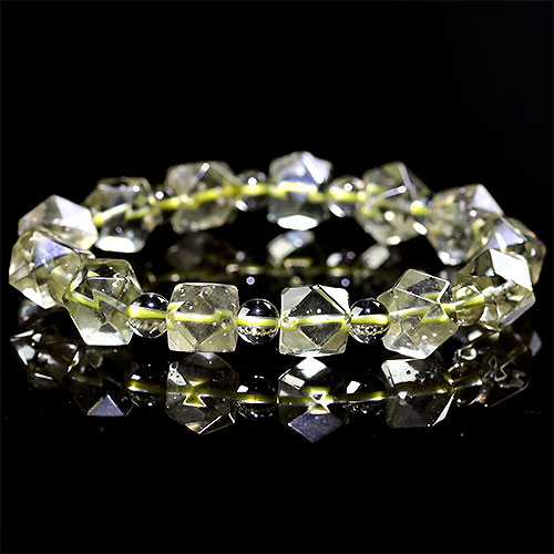〔K1849-16〕高品質 約9mm リビアングラス 隕石 ブレスレット Libyan desert glass（クリストバライト）