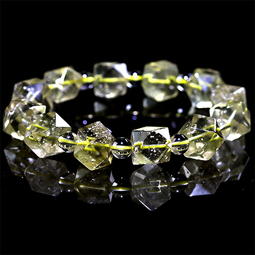 〔K1849-2〕高品質 約11mm リビアングラス 隕石 ブレスレット Libyan desert glass（クリストバライト）