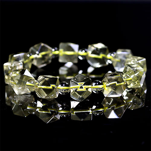 〔K1849-4〕高品質 約11mm リビアングラス 隕石 ブレスレット Libyan desert glass（クリストバライト）