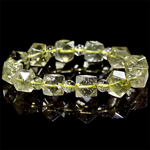 〔K1849-5〕高品質 約11mm リビアングラス 隕石 ブレスレット Libyan desert glass（クリストバライト）