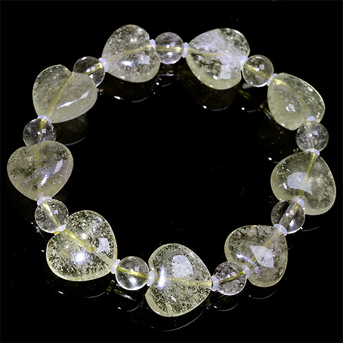 〔K1850-2〕高品質 ハート リビアングラス 隕石 ブレスレット Libyan desert glass（クリストバライト）