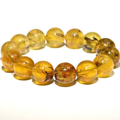 〔K1856-16m〕16mmライモナイトインフローライト (褐鉄鉱入り蛍石)Limonite in Fluorite ブレスレット【ランダム発送】