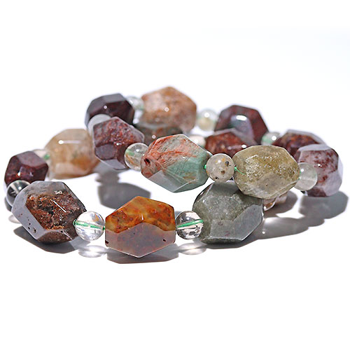 〔K1880〕約12-14mm ガーデンクォーツ 庭園水晶 ブレスレット Garden quartz【ランダム発送】