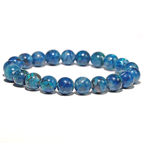 〔K1883-11〕約9mm アズライト シャッタカイト Azurite Shattuckite 藍銅鉱 ブレスレット