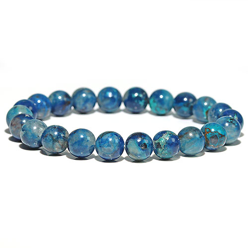 〔K1883-15〕約8mm アズライト シャッタカイト Azurite Shattuckite 藍銅鉱 ブレスレット