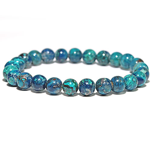 〔K1883-17〕約7mm アズライト シャッタカイト Azurite Shattuckite 藍銅鉱 ブレスレット