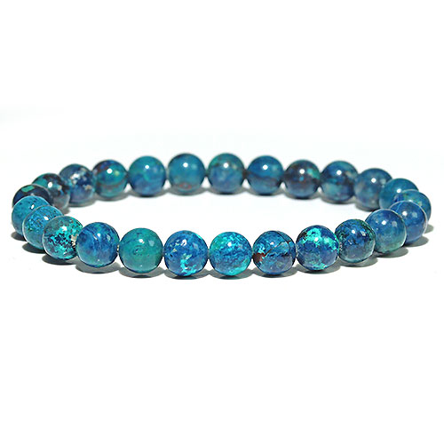 〔K1883-18〕約7mm アズライト シャッタカイト Azurite Shattuckite 藍銅鉱 ブレスレット