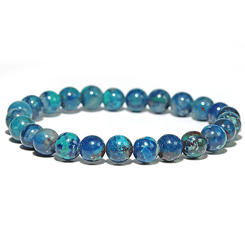 〔K1883-19〕約7mm アズライト シャッタカイト Azurite Shattuckite 藍銅鉱 ブレスレット