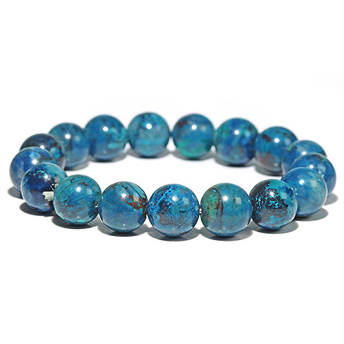 〔K1883-3〕約12mm アズライト シャッタカイト Azurite Shattuckite 藍銅鉱 ブレスレット
