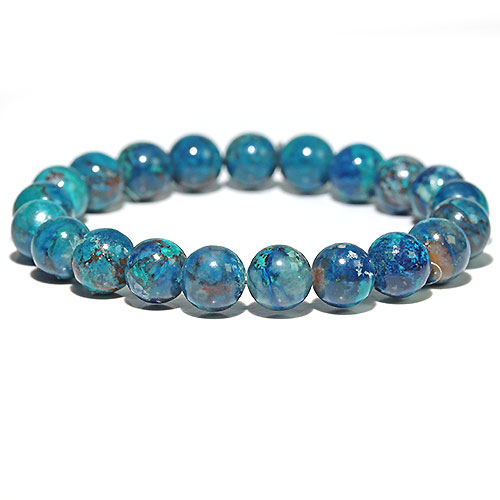 〔K1883-5〕約9mm アズライト シャッタカイト Azurite Shattuckite 藍銅鉱 ブレスレット