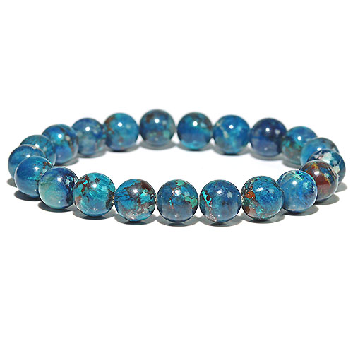 〔K1883-6〕約9mm アズライト シャッタカイト Azurite Shattuckite 藍銅鉱 ブレスレット