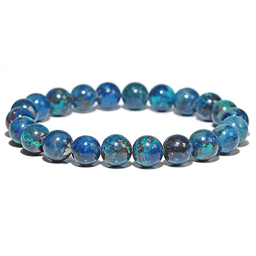 〔K1883-7〕約9mm アズライト シャッタカイト Azurite Shattuckite 藍銅鉱 ブレスレット