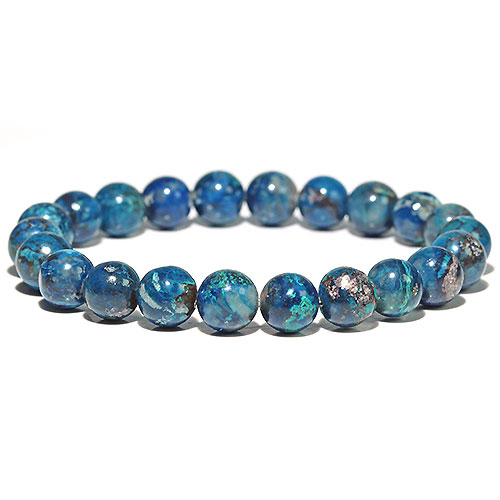 〔K1883-8〕約9mm アズライト シャッタカイト Azurite Shattuckite 藍銅鉱 ブレスレット