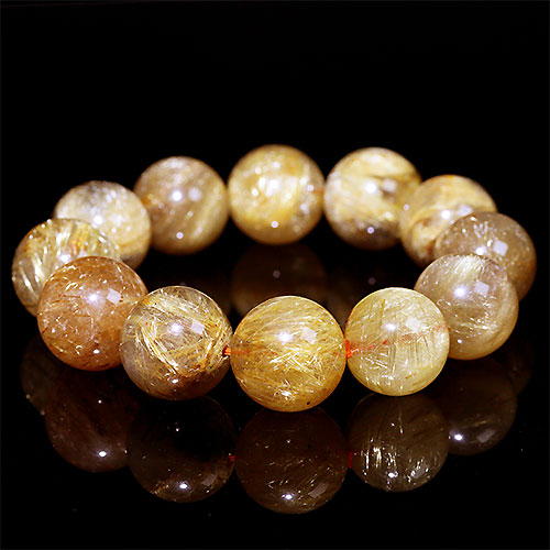 〔K1890-1〕約19-20mm 大玉 タイチンルチルクォーツ ブレスレット Rutilated Quartz