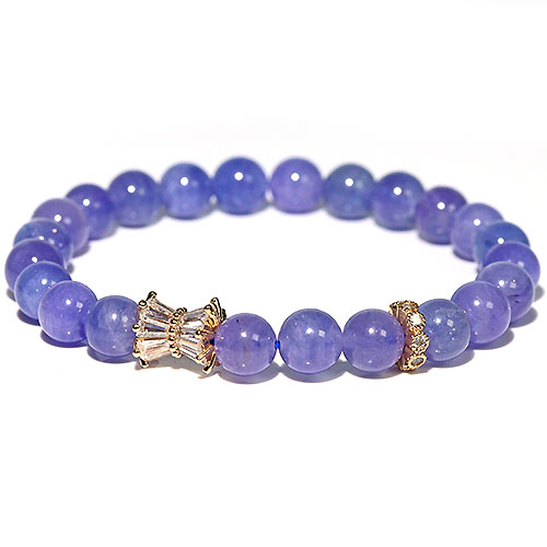 〔K1906〕高品質 約7.8mm タンザナイト Tanzanite 誕生石 ブレスレット【FOREST 天然石 パワーストーン】