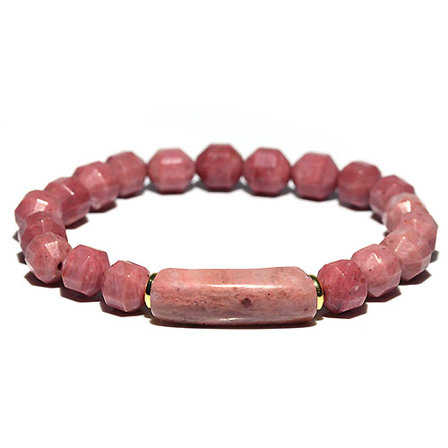 〔K1920〕約8mm 天然石 ロードナイト ブレスレット Rhodonite 薔薇輝石
