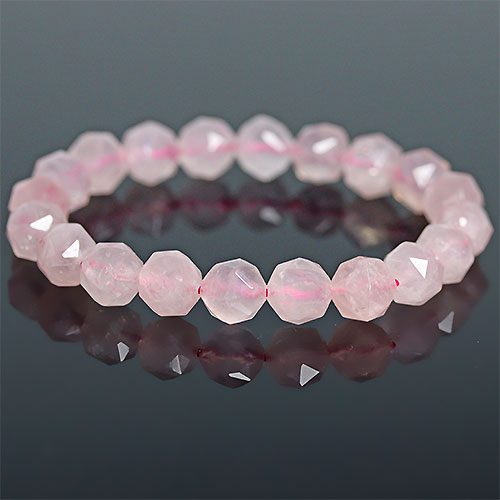 〔K1939〕約10mm ローズクォーツ スターカット 紅石英 ブレスレット rose quartz【FOREST 天然石 パワーストーン】