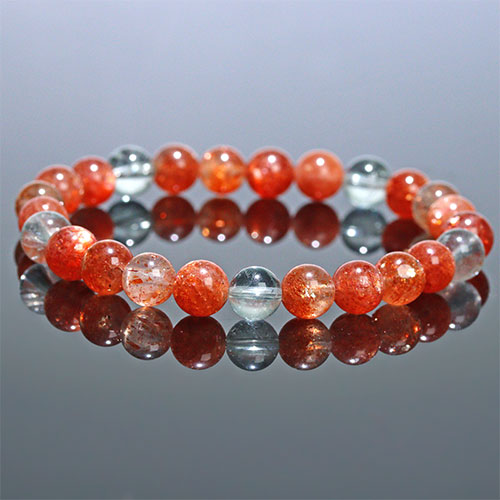 〔K1960-4〕約7mm アルーシャサンストーン ブレスレット SunStone（from Arusha）日長石