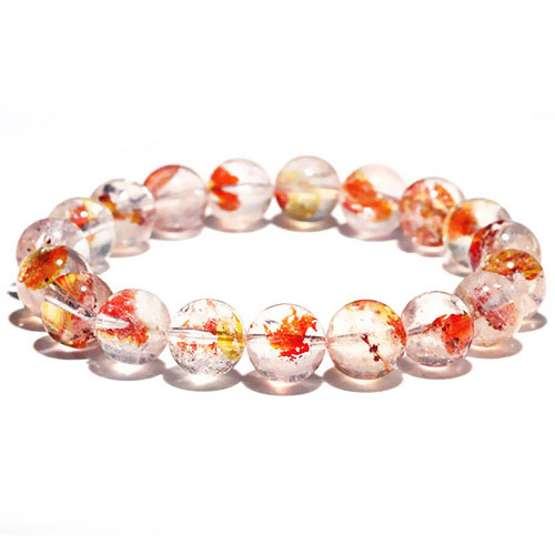 〔K1985-1〕約10mm 天然オーロラクオーツ 錦鯉 金魚 ブレスレット（アイアン プレシピテート イン クォーツ）