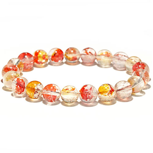 〔K1985-3〕約9mm 天然オーロラクオーツ 錦鯉 金魚 ブレスレット（アイアン プレシピテート イン クォーツ）