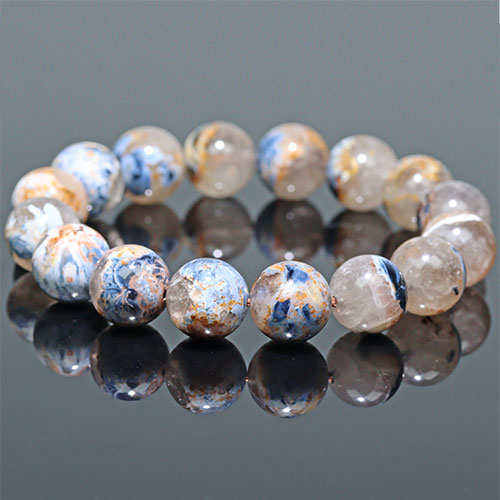 〔K1998-2〕約13mm デニムピーターサイトシリカ ブレスレット ナミビア産 Pietersite 角閃石