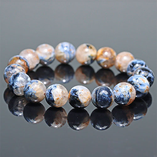 〔K1998-3〕約12mm デニムピーターサイトシリカ ブレスレット ナミビア産 Pietersite 角閃石