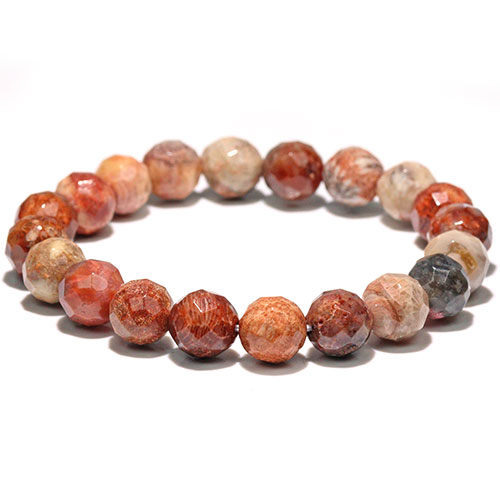 〔K1999-9m〕超かわいい 約9mm フォッシルコーラル カット ブレスレット 化石珊瑚 Fossil coral