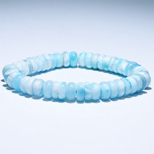 〔K2005-2〕約9mm ラリマー ペクトライト ブレスレット ボタン型 ドミニカ産 Larimar