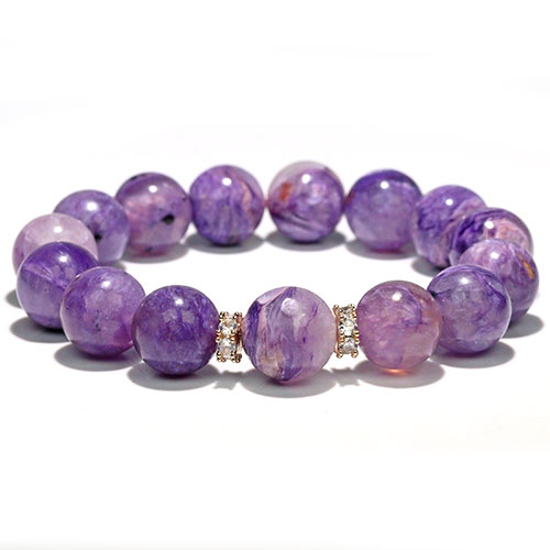 〔K2006-10〕約13mm チャロアイトシリカ ブレスレット Charoite チャロ石【FOREST 天然石 パワーストーン】