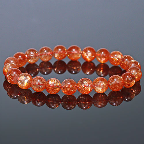 〔K2031〕高品質 約8.8mm サンストーン ブレスレット SunStone タンザニア産 日長石