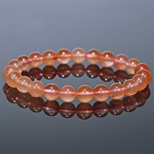 〔K2032-2〕約8mm ピンクサゲニティッククォーツ ブレスレット Pink Sagenitic quartz