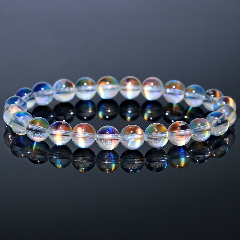 〔K2033-3〕トップグレード 約7mm マダガスカル産 レインボームーンストーン ブレスレット