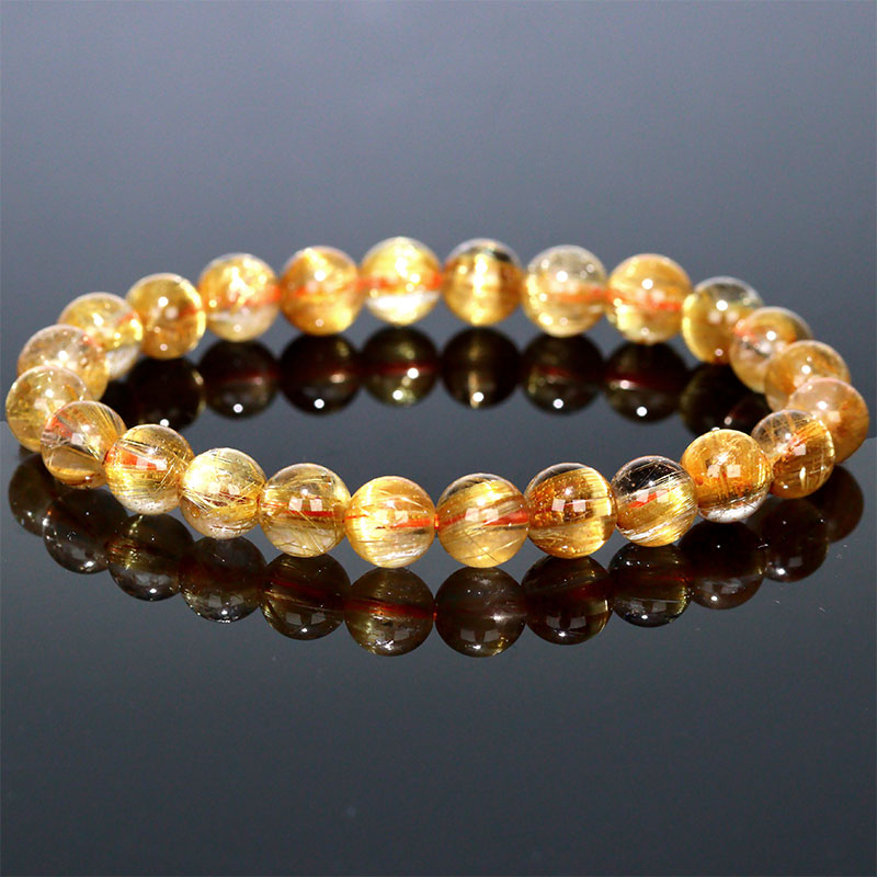 〔K2034-10〕約7mm 最高品質 キャッツアイタイチンルチルクォーツ ブレスレット Titin Rutilequartz