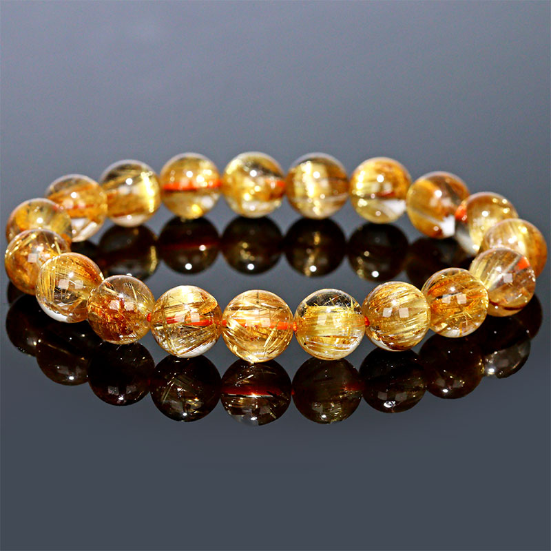 〔K2034-5〕約10mm 最高品質 キャッツアイタイチンルチルクォーツ ブレスレット Titin Rutilequartz