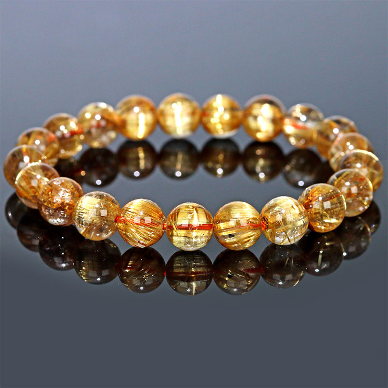 〔K2034-7〕約9mm 最高品質 キャッツアイタイチンルチルクォーツ ブレスレット Titin Rutilequartz