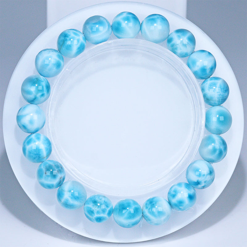 〔K2038-2〕約9.8mm 高品質 ラリマー ブレスレット ドミニカ産 Larimar ブルーペクトライト