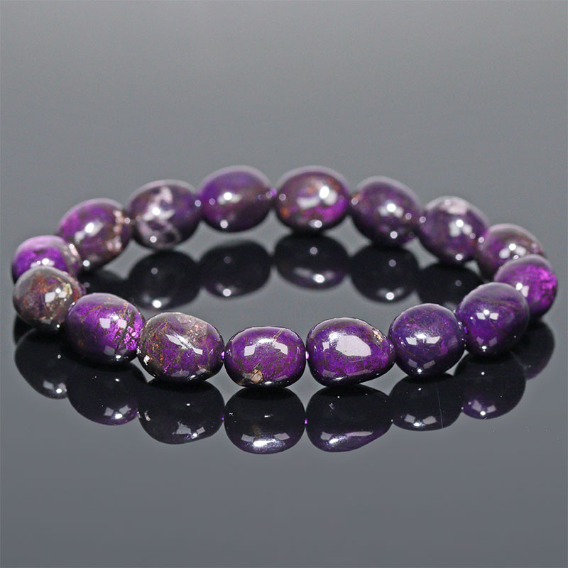 〔K2040〕レアストーン お買い得 約8-9mm パープライト Purpurite 紫石 ブレスレット タンブル ナミビア